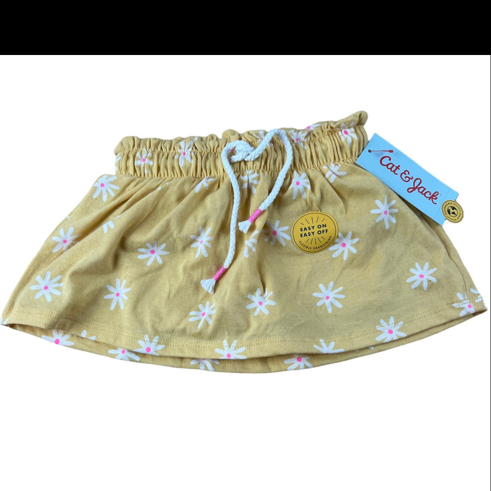 Cat & Jack Girl's Yellow and White Daisy Knit Pull-On Skort - Size 2T - NWT